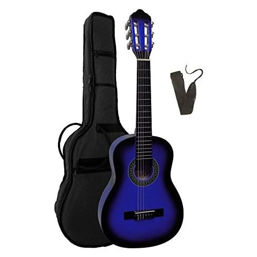 [아마존베스트]MSA 1/4 Guitar - Concert Guitar in Set - Childrens Guitar - Classic - Shaded Blue - Lime Wood Top - Bag - Band - K3