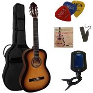 [아마존베스트]MSA 3/4 Guitar - Concert Guitar in Set - Classic - Sunburst - Lime Wood Top - Bag - Band - Strings - 3x Picks - Tuner ET33B - C6