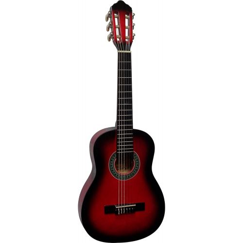  [아마존베스트]MSA 1/4 Guitar - Concert Guitar in Set - Childrens Guitar - Classic - Red Shaded - Lime Wood Top - Bag - Band - K8