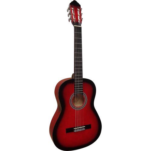 [아마존베스트]MSA 4/4 Guitar - Concert Guitar in Set - Classic - Red Shaded - Lime Wood Top - Bag - Band - Strings - 3x Picks - Tuner ET33B - C24