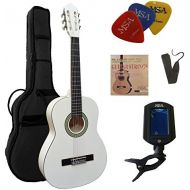 [아마존베스트]MSA 3/4 Guitar - Concert Guitar in Set - Classic - White - Lime Wood Top - Bag - Band - Strings - 3x Picks - Tuner ET33B - C3