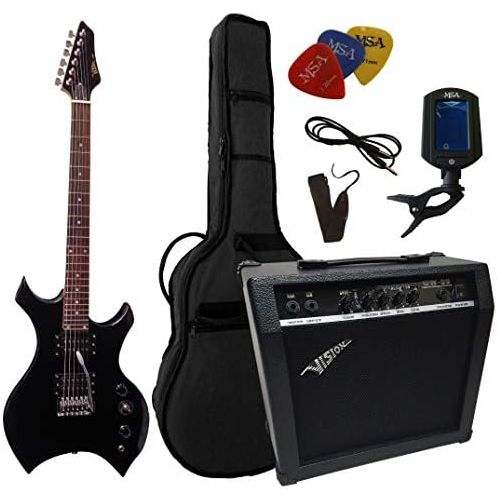  [아마존베스트]MSA Heavy Metal Set: Electric Guitar Heavy Black  Amplifier 45 Watt  Bag  Band  3x PIK  Tuner  Electric Guitar  2x Humbucker