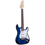 [아마존베스트]MSA Electric Guitar Dark Blue Transparent - Electric Guitar with Solid Wood Body - Vision Sound - White Pickup + Cable - ST5BLT