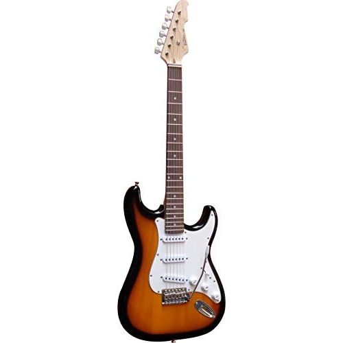  [아마존베스트]MSA Sunburst Electric Guitar with Solid Wood Body Vision Sound White Pickup + Cable ST5BSB