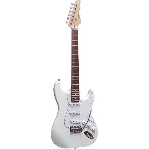  [아마존베스트]MSA Electric Guitar White - Electric Guitar with Solid Wood Body - Vision Sound - White Pickup + Cable - ST5W