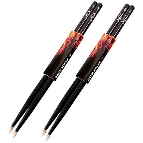  [아마존베스트]2 pairs of DRUMSTICKS BLACK  5B  (4 pieces)  Maple wood  STICKS  WOODEN HEADS  DRUM STICKS  MSA  STICKS 5B