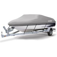 MSC Heavy Duty 600D Marine Grade Polyester Canvas Trailerable Waterproof Boat Cover,Fits V-Hull,Tri-Hull, Runabout Boat Cover (Model F - Length19'-20' Beam Width: up to 96