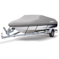 MSC Heavy Duty 600D Marine Grade Polyester Canvas Trailerable Waterproof Boat Cover,Fits V-Hull,Tri-Hull, Runabout Boat Cover (Model C - Length:16'-18.5' Beam Width: up to 94
