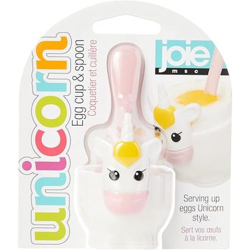  MSC International Joie Unicorn Hard Boiled Egg Cup Holder with Spoon, 2-Piece Set, One Size, White