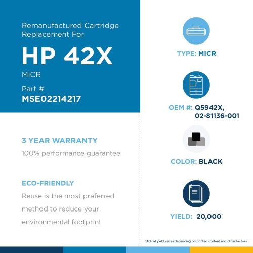  MSE Model MSE02214217 Premium High Yield MICR Black Toner Cartridge for Use with HP Hewlett Packard LaserJet 4250, 4250DN, 4250DTN, 4250DTNSL, 4250N, 4250TN, 4350, 4350DTN, 4350DTN