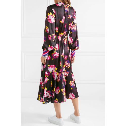  MSGM Pussy-bow printed satin dress