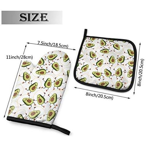  [아마존베스트]MSGUIDE Avocado Oven Mitts Pot Holders Set, Heat Resistant Kitchen Waterproof with Inner Cotton Layer for Cooking BBQ Baking