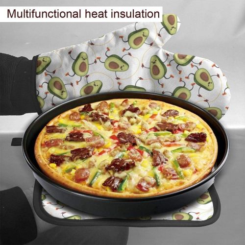  [아마존베스트]MSGUIDE Avocado Oven Mitts Pot Holders Set, Heat Resistant Kitchen Waterproof with Inner Cotton Layer for Cooking BBQ Baking