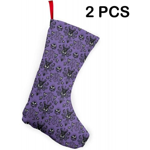  MSGUIDE Christmas Stocking 2 Pack, 10 Inch Haunted Mansion Christmas Stockings Fireplace Hanging Stockings for Family Christmas Decoration Holiday Season Xmas Party Decor