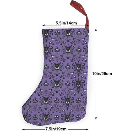 MSGUIDE Christmas Stocking 2 Pack, 10 Inch Haunted Mansion Christmas Stockings Fireplace Hanging Stockings for Family Christmas Decoration Holiday Season Xmas Party Decor