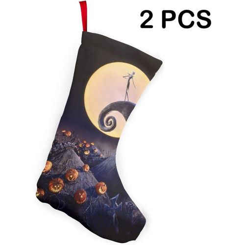  MSGUIDE Christmas Stocking 2 Pack, 10 Inch The Nightmare Before Christmas Stockings Fireplace Hanging Stockings for Family Christmas Decoration Holiday Season Xmas Party Decor
