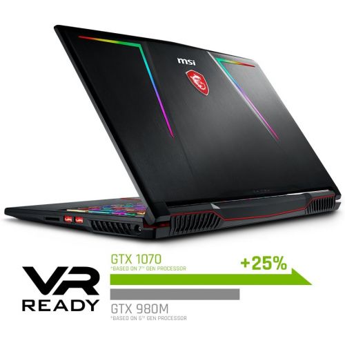  MSI GE63 Raider RGB-010 15.6 120Hz 3ms Performance Gaming Laptop GTX 1070 8G i7-8750H (6 Cores) 16GB 256GB SSD + 1TB Per Key RGB KB, VR Ready, Metal Chassis, Windows 10 64 bit