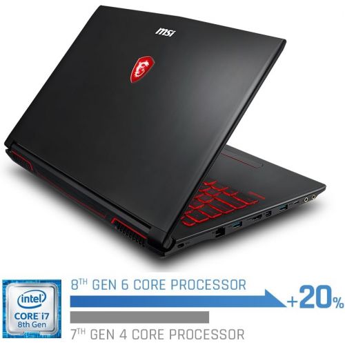  MSI GV62 8RD-034 15.6 Thin and Light Gaming Laptop, GeForce GTX 1050Ti 4G, Intel i7-8750H (6 Cores), 8GB DDR4, 128GB SSD + 1TB, Windows 10 64 bit, Steelseries Red Backlit Keys