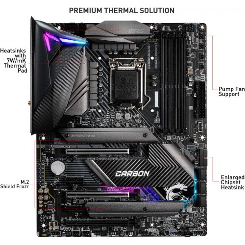  MSI MPG Z390 Gaming PRO Carbon AC LGA1151 (Intel 8th and 9th Gen) M.2 USB 3.1 Gen 2 DDR4 HDMI DP Wi-Fi SLI CFX ATX Z390 Gaming Motherboard