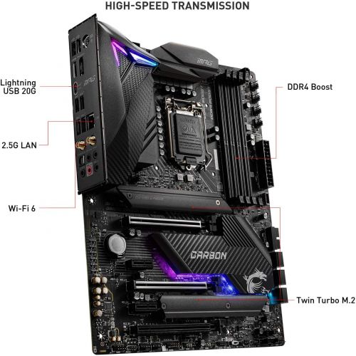  MSI MPG Z390 Gaming PRO Carbon AC LGA1151 (Intel 8th and 9th Gen) M.2 USB 3.1 Gen 2 DDR4 HDMI DP Wi-Fi SLI CFX ATX Z390 Gaming Motherboard