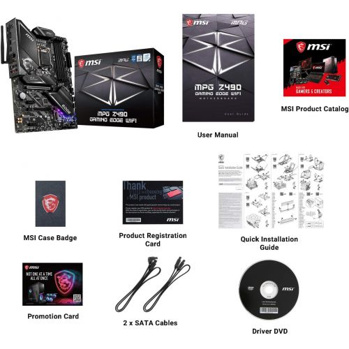  MSI MPG Z390 Gaming Edge AC LGA1151 (Intel 8th and 9th Gen) M.2 USB 3.1 Gen 2 DDR4 HDMI DP Wi-Fi SLI CFX ATX Z390 Gaming Motherboard