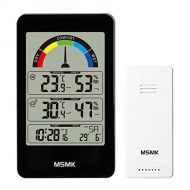 [아마존핫딜]MSMK MK3356B Wetterstation Funkwecker mit Aussensensor/Innen-/Aussentemperatur und Luftfeuchtigkeit/Innen-Komfort-Display/Kalender/Uhr with Thermometer (Schwarz)