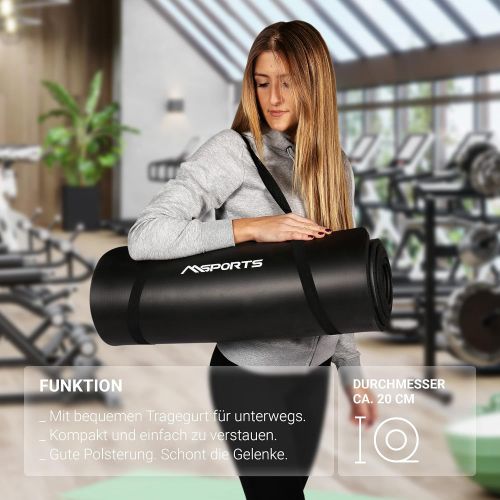  [아마존베스트]MSPORTS Gym Mat, Studio 183 x 61 x 1.0 or 1.5 cm, incl exercise poster and carrying straps, skin-friendly, phthalate-free, soft for yoga mat