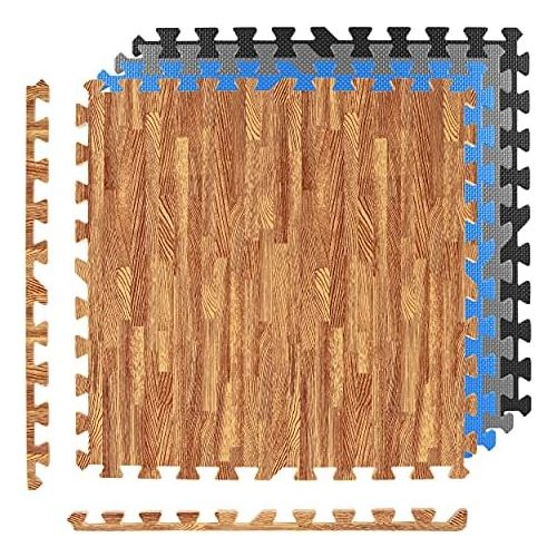  [아마존베스트]Msports Premium Floor Protection Mats, 8 Protection Mats, 3.175 m², Floor Protection, 60 x 60 cm, incl. End Pieces, Thickness: 1.2cm, Puzzle Mats, Gym Mats