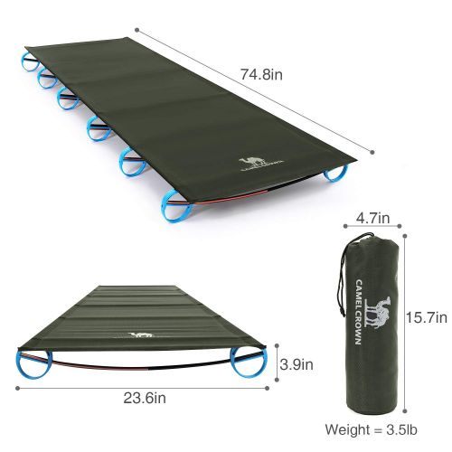 엠에스알 MSR CAMEL CROWN Folding Camping Cot, Portable Folding Bed Camp Cot for Adults Sleeping Cots with Storage Bag for Camping, Traveling, Home Lounging, Outdoor, Sports Tent, Army Green