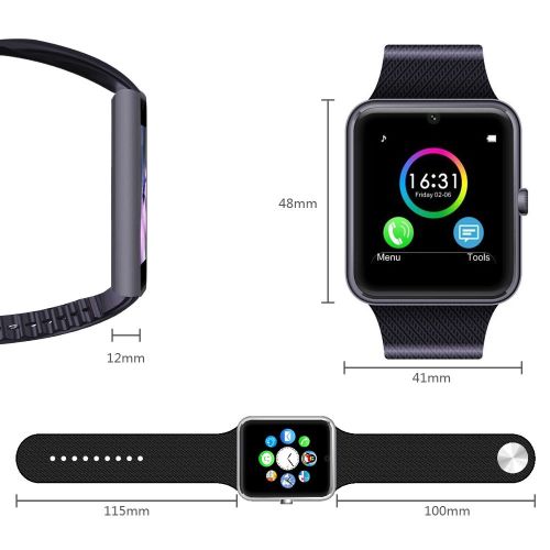  MSRMUS Smart Watch Compatible for Iphone 5s66s77s and Android 4.3 above, Anti Lost and Pedometer Fitness Tracker (Partial Functions)