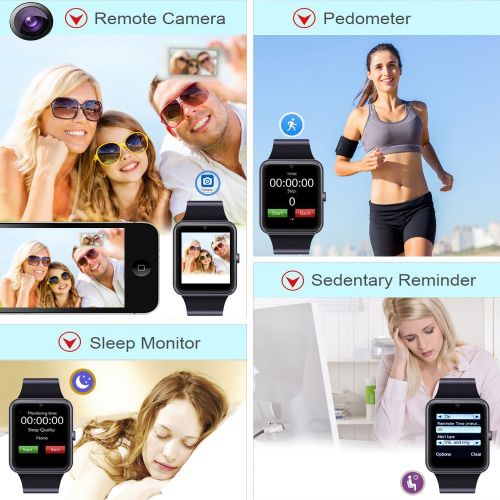  MSRMUS Smart Watch Compatible for Iphone 5s66s77s and Android 4.3 above, Anti Lost and Pedometer Fitness Tracker (Partial Functions)