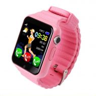 MT-Style-Anti-lost Tracker Anti-Lost Tracker Children Security Anti Lost GPS Tracker Waterproof Smart Watch V7K 1.54 Screen Camera Kid SOS Emergency Smart Clock,Pink