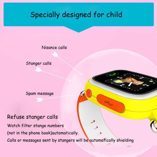  MT-Style-Anti-lost Tracker Anti-Lost Tracker Smart Watch Kids SOS Alarm Clock GPS WiFi Bluetooth Anti-Lost SIM Card for Childrens Smart Watches Phone Gift,Pink Package 1,English GPS add WiFi