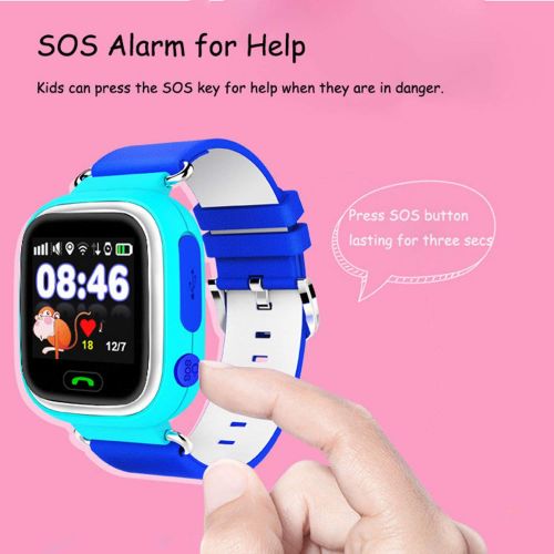  MT-Style-Anti-lost Tracker Anti-Lost Tracker Smart Watch Kids SOS Alarm Clock GPS WiFi Bluetooth Anti-Lost SIM Card for Childrens Smart Watches Phone Gift,Pink Package 1,English GPS add WiFi