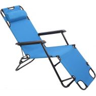 MTFY Folding Backpack Reclining Chair,Portable Extendable Beach Chair Camping Chair with Adjustable Headrest,Lightweight Beach Lounge Chair for Outdoor Camping Lawn Concert (Blue)