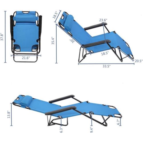  MTFY Folding Backpack Reclining Chair,Portable Extendable Beach Chair Camping Chair with Adjustable Headrest,Lightweight Beach Lounge Chair for Outdoor Camping Lawn Concert (Blue)