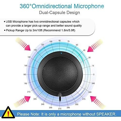  [아마존베스트]MTFY Professional USB Conference Microphone 360° Omnidirectional PC Microphone Stereo Condenser Microphones for Recording / Podcasting / Streaming / Conference / Vocal / Chats / De