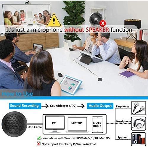  [아마존베스트]MTFY Professional USB Conference Microphone 360° Omnidirectional PC Microphone Stereo Condenser Microphones for Recording / Podcasting / Streaming / Conference / Vocal / Chats / De