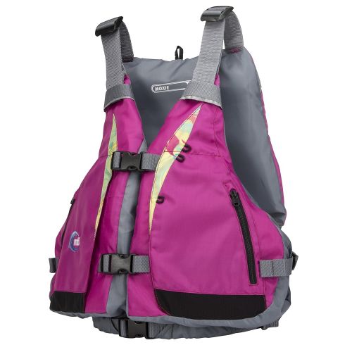  MTI Life Jackets MTI Adventurewear Womens Moxie PFD Life Jacket with Adjust-a-Bust, Berry/Caribe Print, Medium/Large