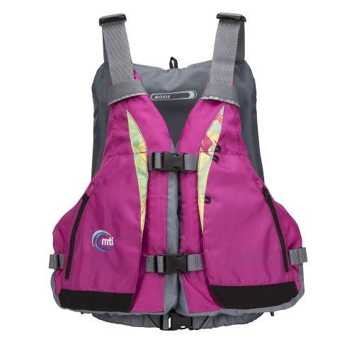  MTI Life Jackets MTI Adventurewear Womens Moxie PFD Life Jacket with Adjust-a-Bust, Berry/Caribe Print, Medium/Large