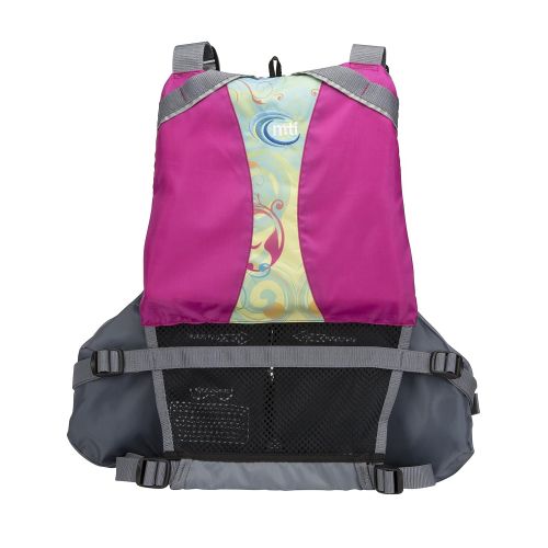  MTI Life Jackets MTI Adventurewear Womens Moxie PFD Life Jacket with Adjust-a-Bust, Berry/Caribe Print, Medium/Large