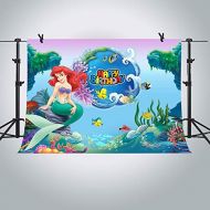 MTMETY Backdrop 10X7ft Underwater World Cartoon Mermaid Background for Children Birthday Party Photography Interior Wallpaper Seamless Vinyl Photo Studio Props LXME748