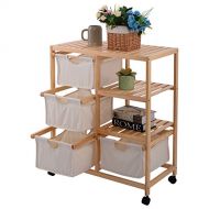 MTN Gearsmith New MTN-G Wood Hamper 2 Section Storage Shelf Unit W/4 Fabric Drawers Home Furniture