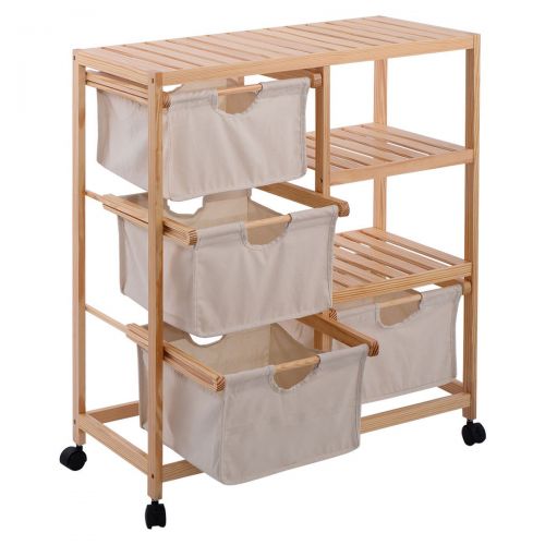  MTN Gearsmith New MTN-G Wood Hamper 2 Section Storage Shelf Unit W4 Fabric Drawers Home Furniture