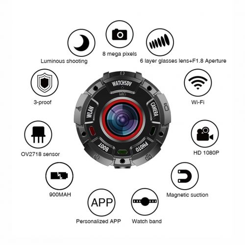  MTTLS Action Camera WiFi HD 1080P Waterproof 135° Wide Angle 30M Underwater Camera Night Vision 900Mah Rechargeable Cycling Swimming Climbing Diving