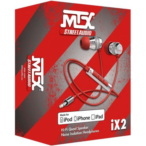  MTX Audio IX2-Red Street Audio In Ear Acoustic Monitors - Red