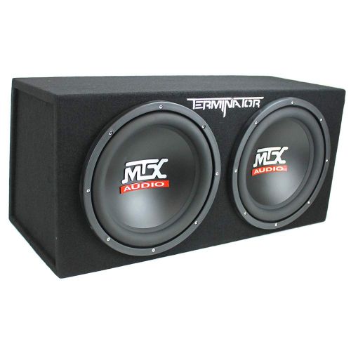  MTX TNE212D 12 1200W Dual Loaded Car Subwoofers + Box + Planet 1500W Amp + Kit