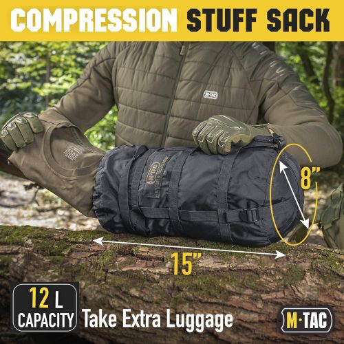 M-Tac Sleeping Bag Compression Stuff Sack Military Water Resistant Compression Bag Lightweight Nylon Compression Sack for Travel, Camping, Hiking, Outdoor - 12 Liters - M