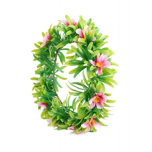  MUABABY Muababy Girls Moana Necklace with Hawaii Flowers Garland (Necklace with Headband for Adult)