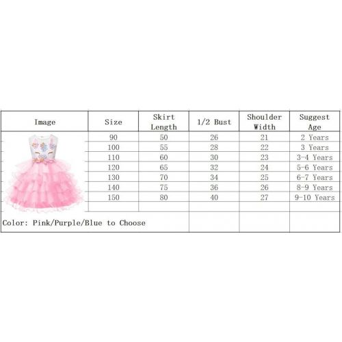  MUABABY Muababy Baby Girl Unicorn Costume Pageant Flower Princess Party Dress with Headband